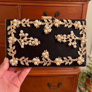 Bejeweled Faux Pearl Clutch
